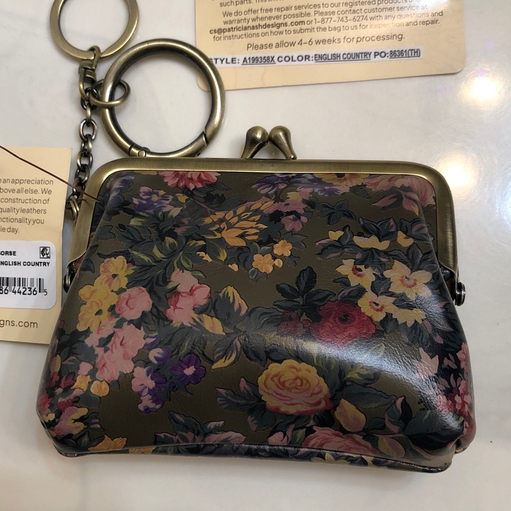 Patricia Nash Borse Leather Coin Purse English Country Print NWT & Card - Picture 4 of 16